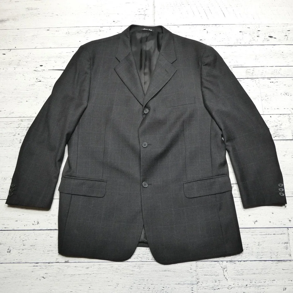 Giorgio Sanetti Blazer Mens 46 Regular‎ Gray Wool Cashmere Italy Jacket Classic